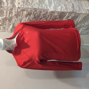 Paradox red base layer running shirt with angled neck zipper red